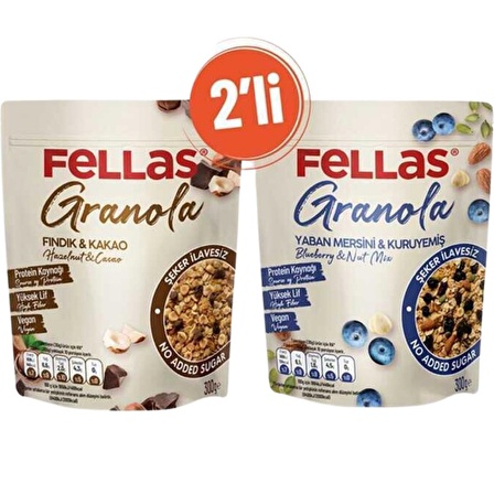 Granola 2'li - Yaban Mersini & Kuruyemişli 300g + Fındık & Kakaolu 300g