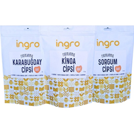 Fırınlanmış Karabuğday-Sorgum-Kinoa Cipsi Deneme Seti (50 g*3)