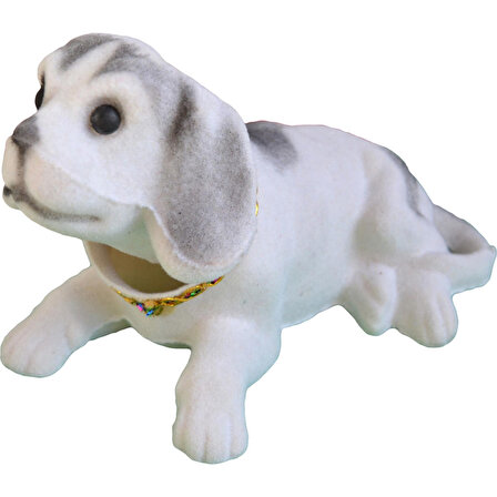 Beyaz Kafa Sallayan Köpek Araç İçi Aksesuar  17x9x7 Cm