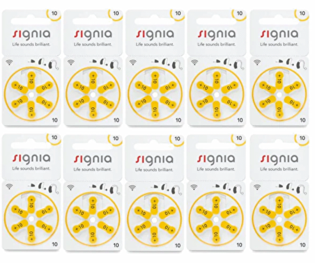 Signia 10 Numara İşitme Cihazı Pili 10 Paket 60 Adet