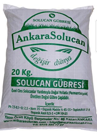 Ankara Solucan Katı Solucan Gübresi 20kg  Ürünlerimiz Tarım Bakanlığından Tescil ve Onaylı dır