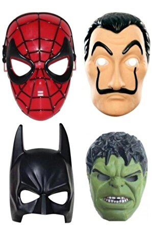 Örümcek Adam + Batman Yarasa Adam + Hulk + La Casa De Papel Salvador Dali Maskeleri Parti Kostüm Aksesuar