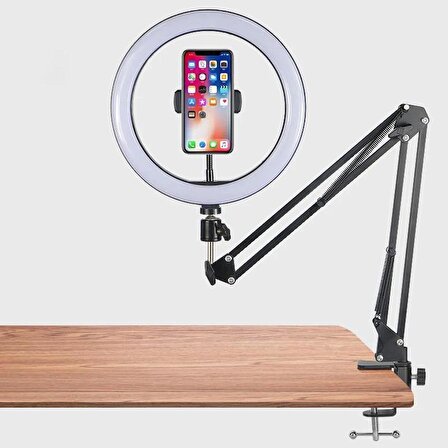 Esnek Masaüstü Sıkıştırmalı Tiktoker Ring Light LED Selfie Yayın Işığı 10 Inç + Stand Lüx