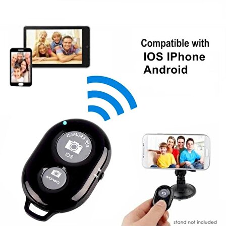 Bluetooth Uzaktan Kumanda Pilli Tüm Telefonlara Uyumlu Video Selfie Ve Fotoğraf Çekme kumandası