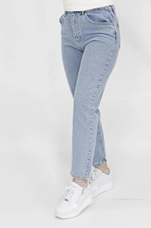 Puane Paçası Taş Detaylı Mom Jeans Pantolon