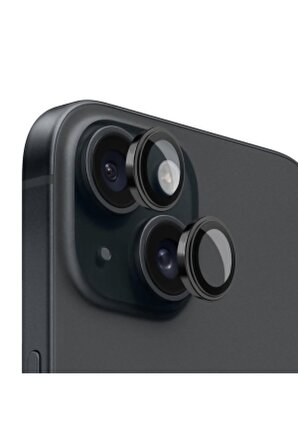 iPhone 15 Plus Hd Lens Koruyucu Siyah Çerçeveli