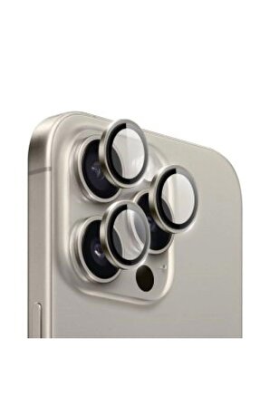 iPhone 15 Pro Max Hd Lens Koruyucu Titanyum Çerçeveli