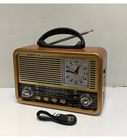 Vintage Saatli Fm Radyo Bluetooth Müzik Çalar Radyo Eskitme Nostalji Radyo Mp3 Çalar Everton rt-781