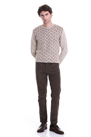 Vizon Regular Fit Jakarlı Bisiklet Yaka Yünlü Triko Kazak | XL