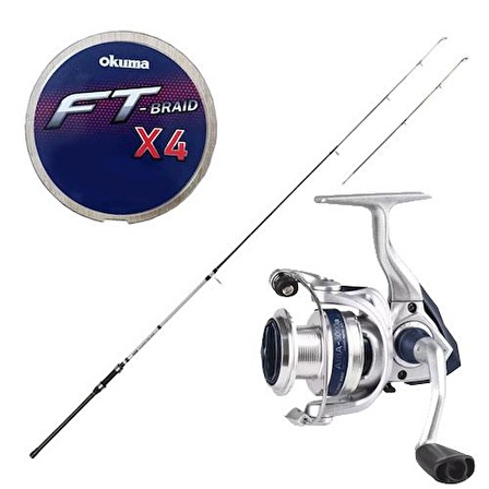 YekOutdoor Tekne ve Bot Kamışı Seti Okuma Classic UFR Tele Boat 5' 150cm 120G Bot Kamışı & Okuma ARIA-C4000a Painting Silver 1BB Olta Makinesi