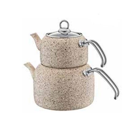 Granit Delux Aile Boy Çaydanlık Seti (Bej)