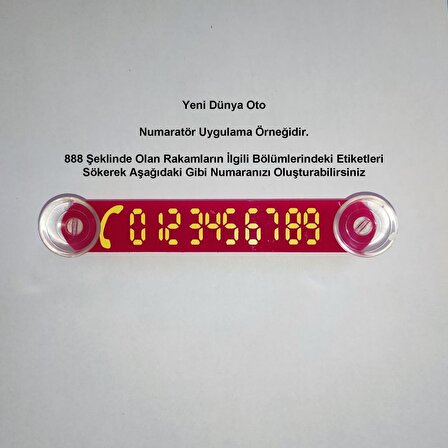 Araç Park Telefon Numaratörü Tel No Gösterici Numaratik Sarı-Kırmızı YDNMR018