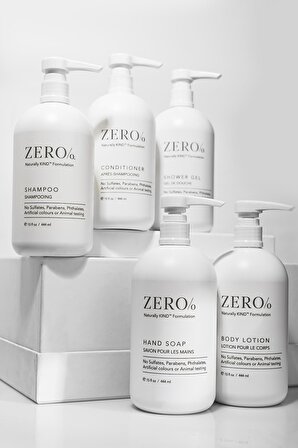 Zero/o Naturally Kind Shampoo 443 ML + Conditioner 443 ML + Shower Gel 443 ML + Hand Soap 443 ML + Body Lotion 443 ML