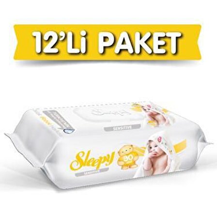 Sleepy Sensitive Hipoalerjenik-Alkolsüz 12 x 90 Yaprak 12 Paket Islak Mendil