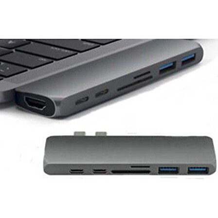 Type C 7 in 1 Hub Macbook USB Çevirici Hdmı-Kart Okuyucu