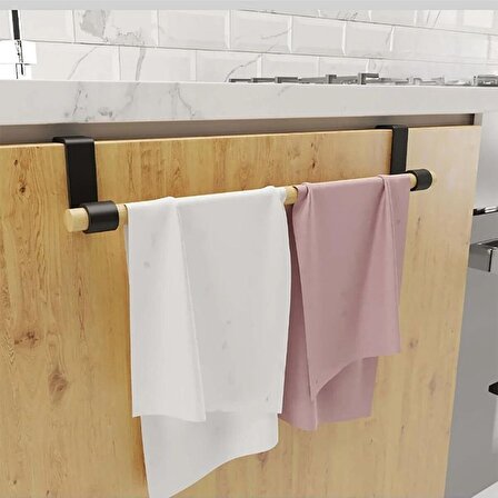 2'li Ahşap Askı Havlu Bez Askısı Mutfak Banyo Dolap Kapağına Asılabilir Askı