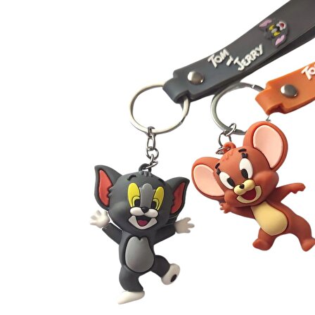 Tom ve Jerry İkili Silikon Anahtarlık - Eğlenceli ve Dayanıklı