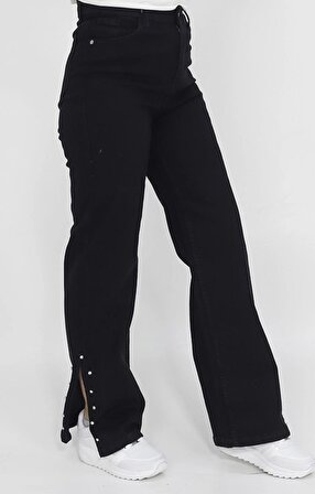 Yırtmacı Taş Detaylı Kot Kumaş Pantolon