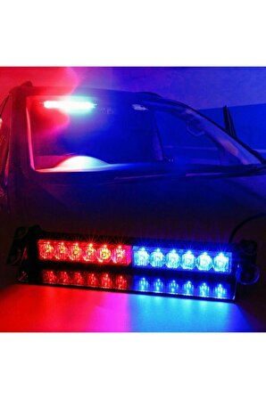 S12 Cam İçi Vantuzlu Polis Çakar 12 Ledli Kırmızı Mavi Çakmaklık Girişli