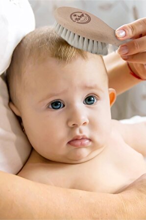 Ma'Vessa %100 Doğal Keçi Kılı Extra Yumuşak Bebek Saç Fırçası - Konak Tarağı (Mini Boy)
