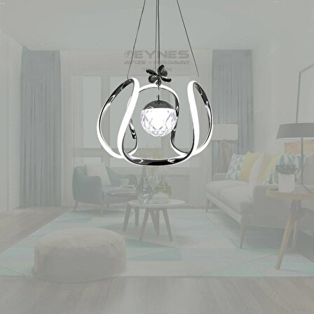LED Avize Toplu Kumandalı Krom Renk 3 Renk Işık Salon - Oturma Odası - Mutfak - Antre/hol - Çoçuk Odası -Yatak Odası
