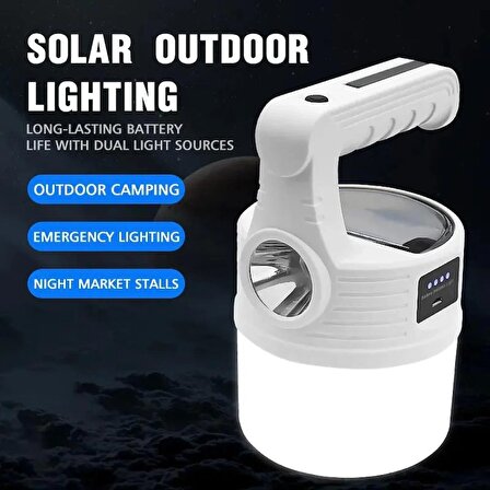 Güneş Enerjili Kamp Lambası El Feneri 10 Mod MX-519 Işıldak 3000 Lümen 