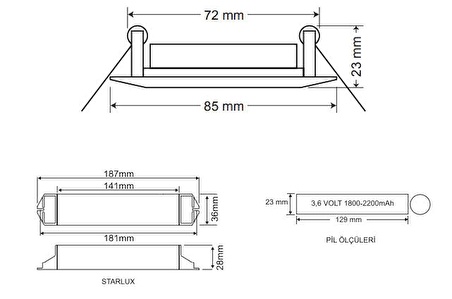 Arsel Starlux STA-101 Sıva Altı Acil Aydınlatma Armatürü Kesintide 60 Dak. Yanan