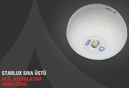 Arsel Starlux STU-103 Sıva Üstü Acil Aydınlatma Armatürü Kesintide 180 Dak. Yanan