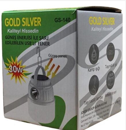 Gold Silver GS-140 Şarjlı Solar Ampul HRD-011572
