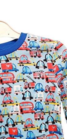 Araba Desenli Çocuk Tişört Pijama Üst