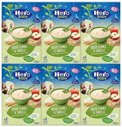 Hero Baby Elma - Süt - Tahıl Kaşık Maması 6 x 200 gr
