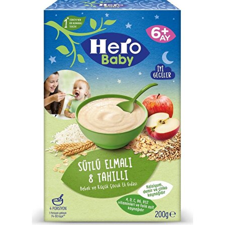 Hero Baby Elma - Süt - Tahıl Kaşık Maması 6 x 200 gr