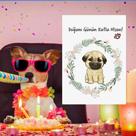 Sivas Kangal Çizimli Doğum Günün Kutlu Olsun Kartı ,Doğum Günü Tebrik Kartı,Köpekli Tebrik Kartı