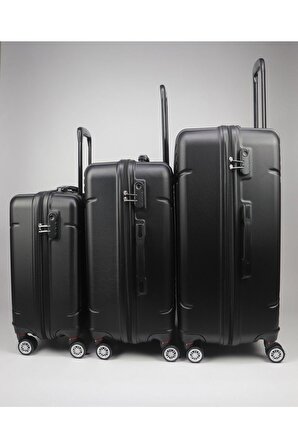 Abs 3'lü Valiz - Bavul - Seyehat Çanta Seti Siyah renk