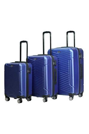 Abs 3'lü Valiz - Bavul - Seyehat Çanta Seti Saks Mavisi Renk