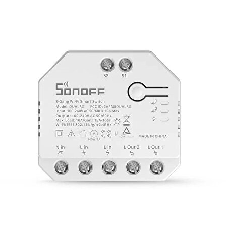 Sonoff Dual R3 Çift Kanallı Wifi Akıllı Ev Switch Modülü (Google Home & Alexa Uyumlu)
