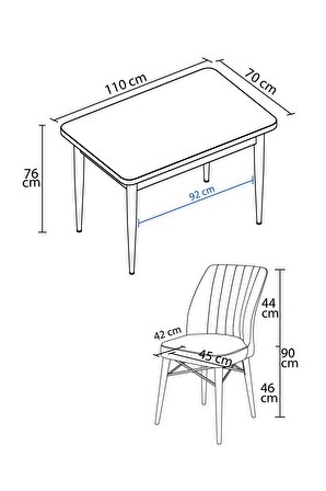 Rovena Lera Beyaz Mermer 70x110 Sabit Mdf Mutfak Masası Takımı 4 Adet Sandalye