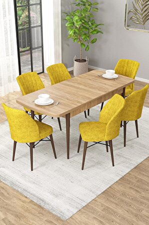 Rovena Alto Meşe 70x114 Açılabilir Suntalam Mutfak Masası Takımı 6 Adet Sandalye