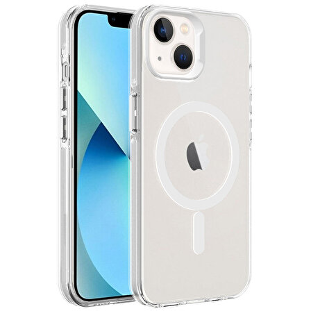 Gpack Apple iPhone 13 Kılıf C-Pro Arkası Buzlu Transparan Flex Tuşlu Magsafeli