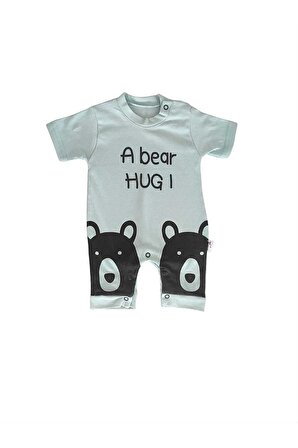 Kısa Kollu Yazlık A Bear Hug I Baskılı Erkek Bebek Tulum 0 12 Ay