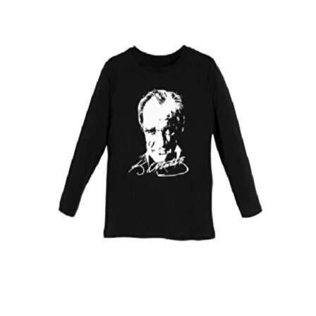 Atatürk baskı uzun kollu siyah t-shirt