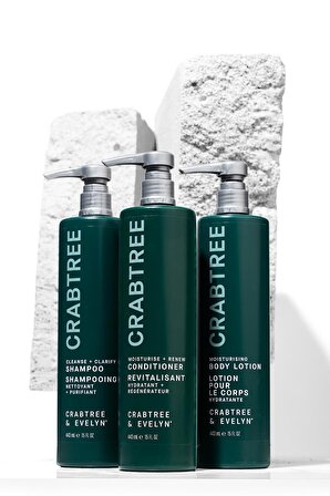 Crabtree & Evelyn Cleanse + Clarify Shampoo 443 ml + Conditioner 443 ml + Body Lotion 443 ml