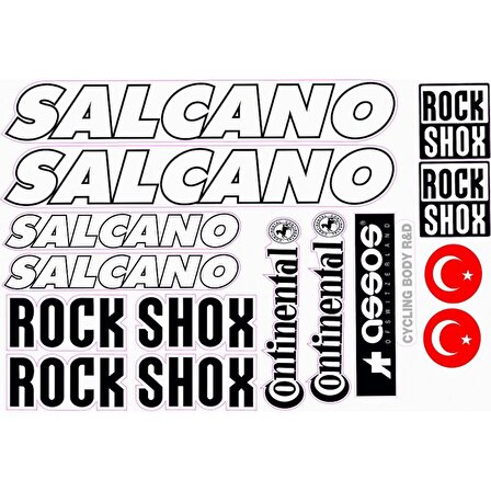 Salcano Bisiklet Sticker Etiket Seti Siyah A4