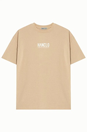 Ünisex HANCLO Baskılı Avrupa Kalıp/Oversize Fit Kesim Bisiklet Yaka Kısa Kollu T-Shirt