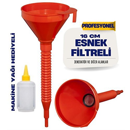 12+2 ADET 16 Cm Profesyonel Filtreli Huni ( Makine Yağı HEDİYELİ )