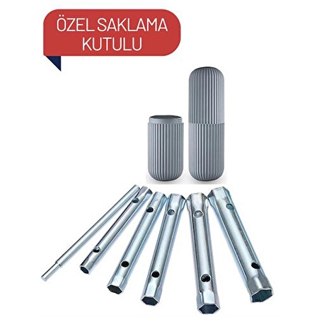 6 ADET 8mm-17mm Kovan Tork Anahtar Kutulu Set 