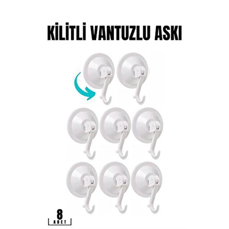 Vantuzlu Askı 5.5 cm 8 li Paket 