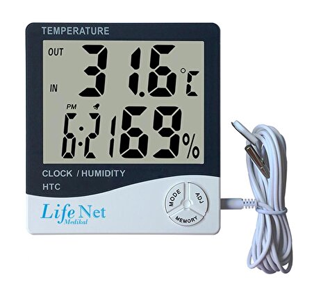 Life Net Medikal Dijital Termometre Sıcaklık Isı ve Nem Ölçer