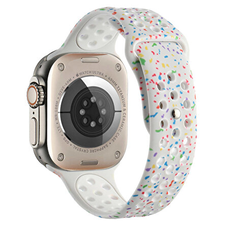 Gpack Apple Watch SE 44mm Kordon Delikli Çift Renk 2023 Seri Silikon