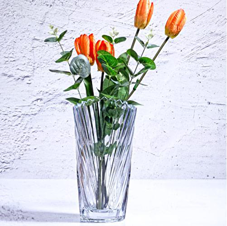 Paşabahçe kristal cam vazo - cam çiçek vazosu 23,5 cm. 530029